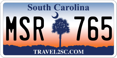 SC license plate MSR765