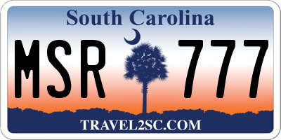 SC license plate MSR777