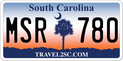 SC license plate MSR780