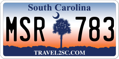 SC license plate MSR783