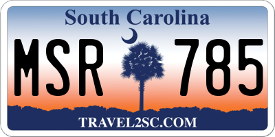 SC license plate MSR785