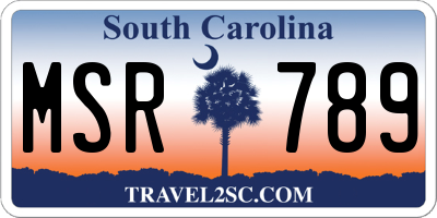 SC license plate MSR789