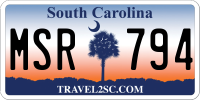 SC license plate MSR794