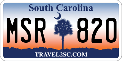 SC license plate MSR820