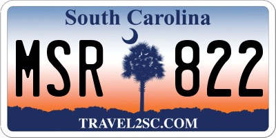 SC license plate MSR822