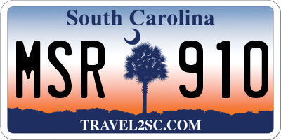 SC license plate MSR910