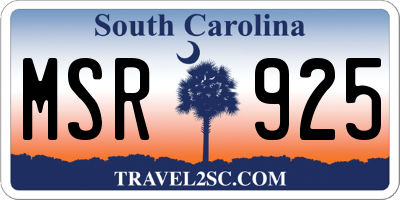 SC license plate MSR925