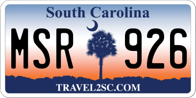 SC license plate MSR926