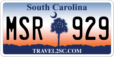 SC license plate MSR929
