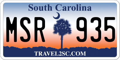 SC license plate MSR935