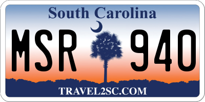 SC license plate MSR940