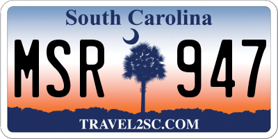 SC license plate MSR947