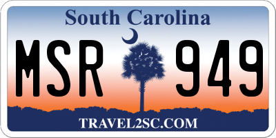 SC license plate MSR949