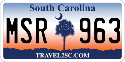 SC license plate MSR963