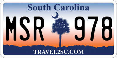 SC license plate MSR978