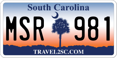 SC license plate MSR981