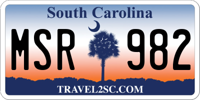 SC license plate MSR982