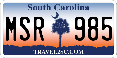 SC license plate MSR985