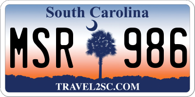SC license plate MSR986
