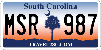 SC license plate MSR987