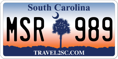 SC license plate MSR989