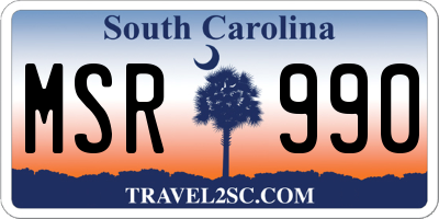 SC license plate MSR990