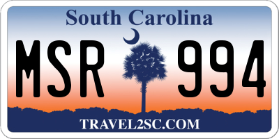 SC license plate MSR994