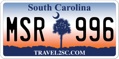 SC license plate MSR996