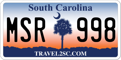 SC license plate MSR998