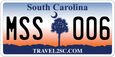 SC license plate MSS006