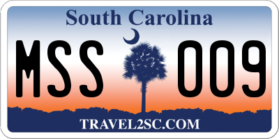 SC license plate MSS009