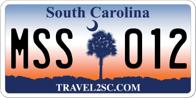SC license plate MSS012