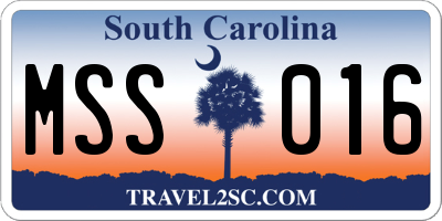 SC license plate MSS016