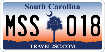 SC license plate MSS018