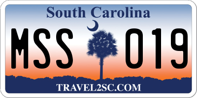 SC license plate MSS019