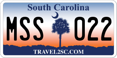 SC license plate MSS022
