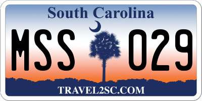 SC license plate MSS029