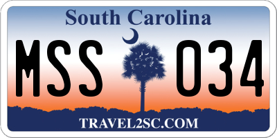 SC license plate MSS034