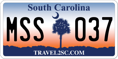 SC license plate MSS037