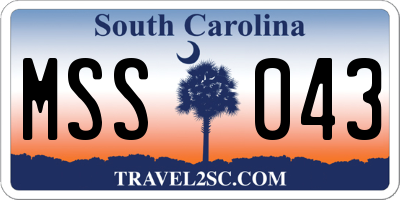 SC license plate MSS043