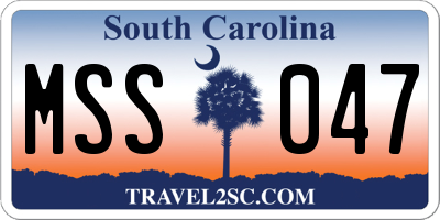SC license plate MSS047