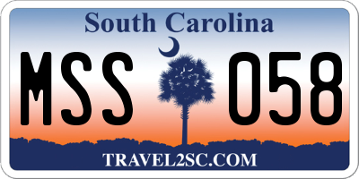 SC license plate MSS058