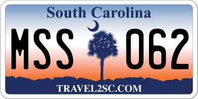 SC license plate MSS062