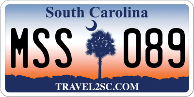 SC license plate MSS089