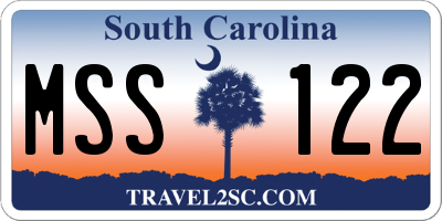 SC license plate MSS122