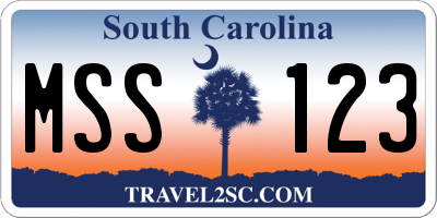 SC license plate MSS123