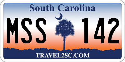 SC license plate MSS142