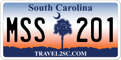 SC license plate MSS201