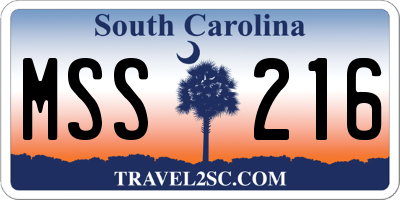 SC license plate MSS216