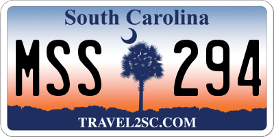 SC license plate MSS294